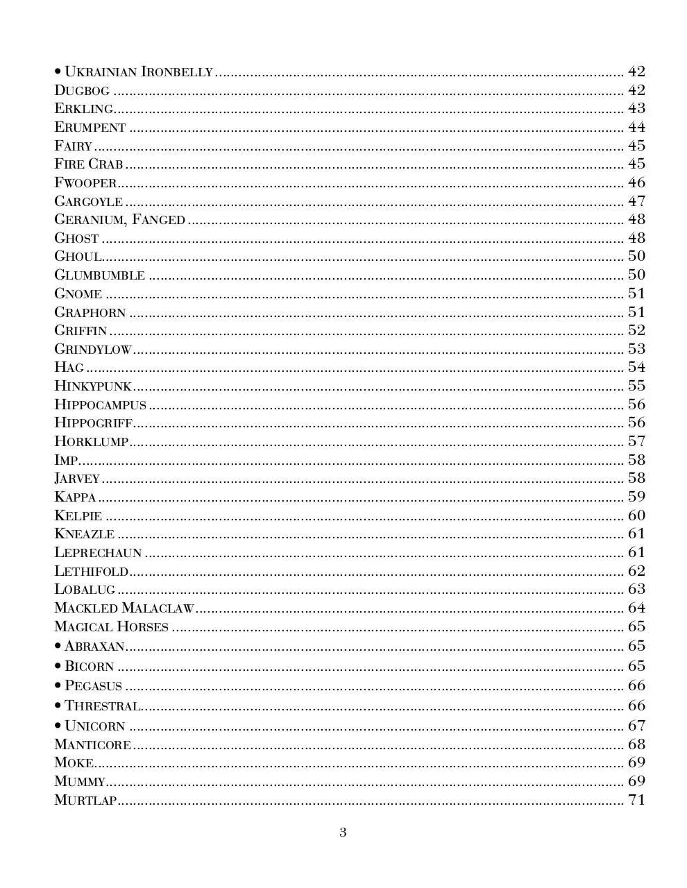 Page 3 of 114, Harry Potter RPG Compendia Creatura