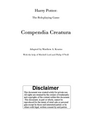 Page 1, Harry Potter RPG Compendia Creatura