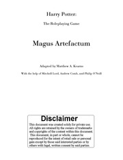 Page 1, Harry Potter RPG Magus Artefactum