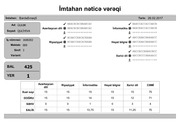 Page 1, Ä°mtahan nÉ™ticÉ™ vÉ™rÉ™qi (3 cü siniflÉ™r)