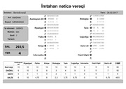Page 4, İmtahan nəticə vərəqi (7 ci siniflər)