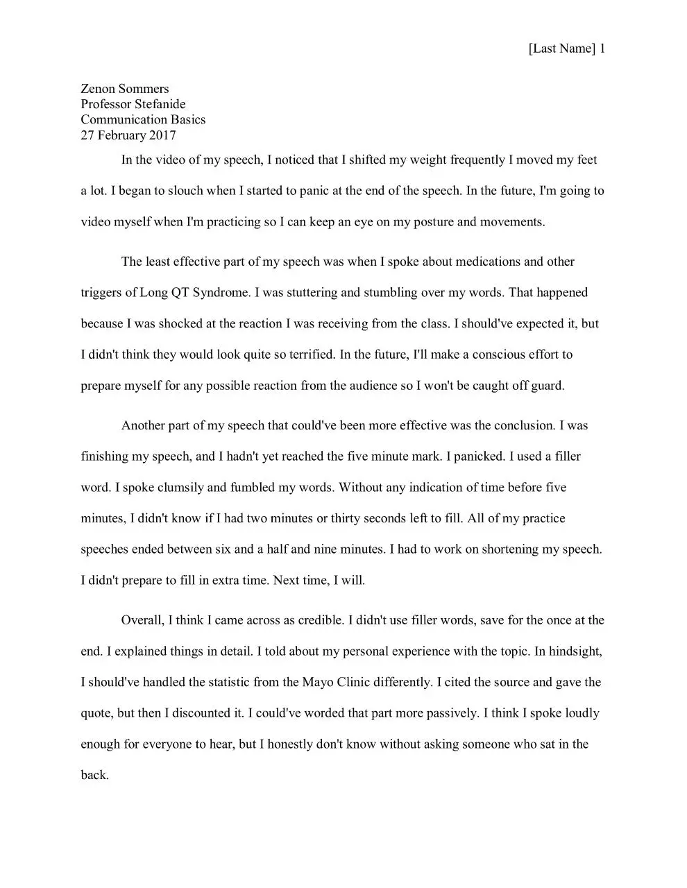 Page 1 of 2, Self Evaluation