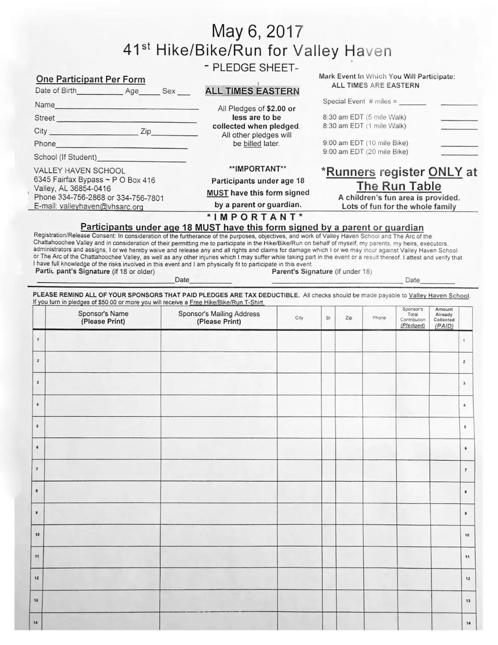 Page 1 of 1, pledgesheet