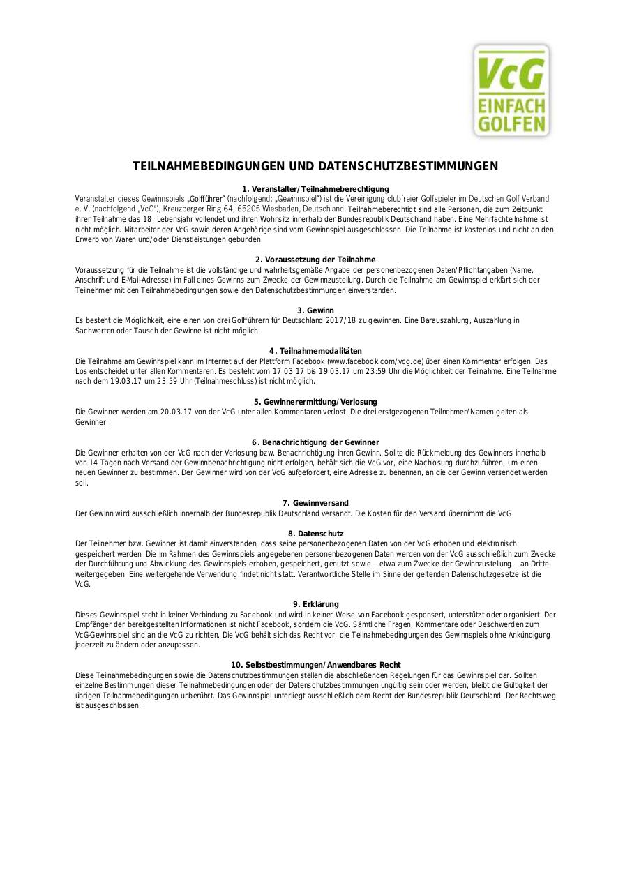 Document preview 170316_Teilnahmebedingungen GolffÃ¼hrer.pdf - page 1/1