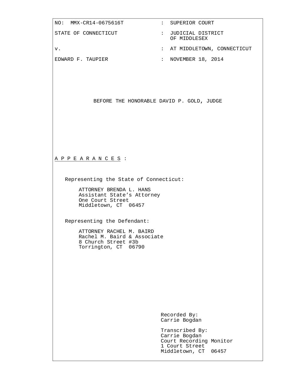11-18-14 State v  Taupier transcript FPO.pdf - page 1/53