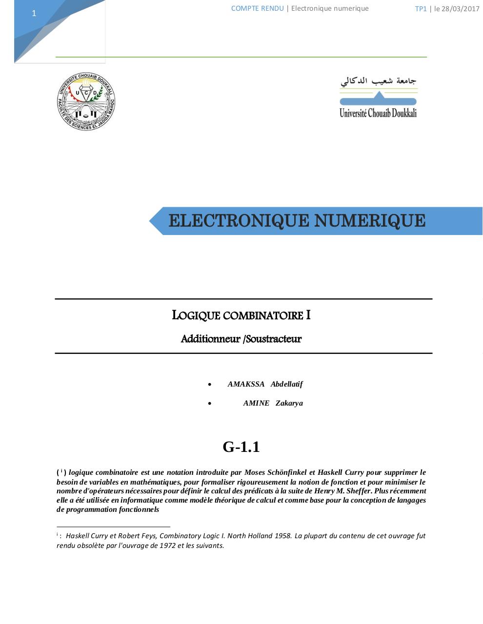 Electronique numÃ©rique TP1.pdf - page 1/9
