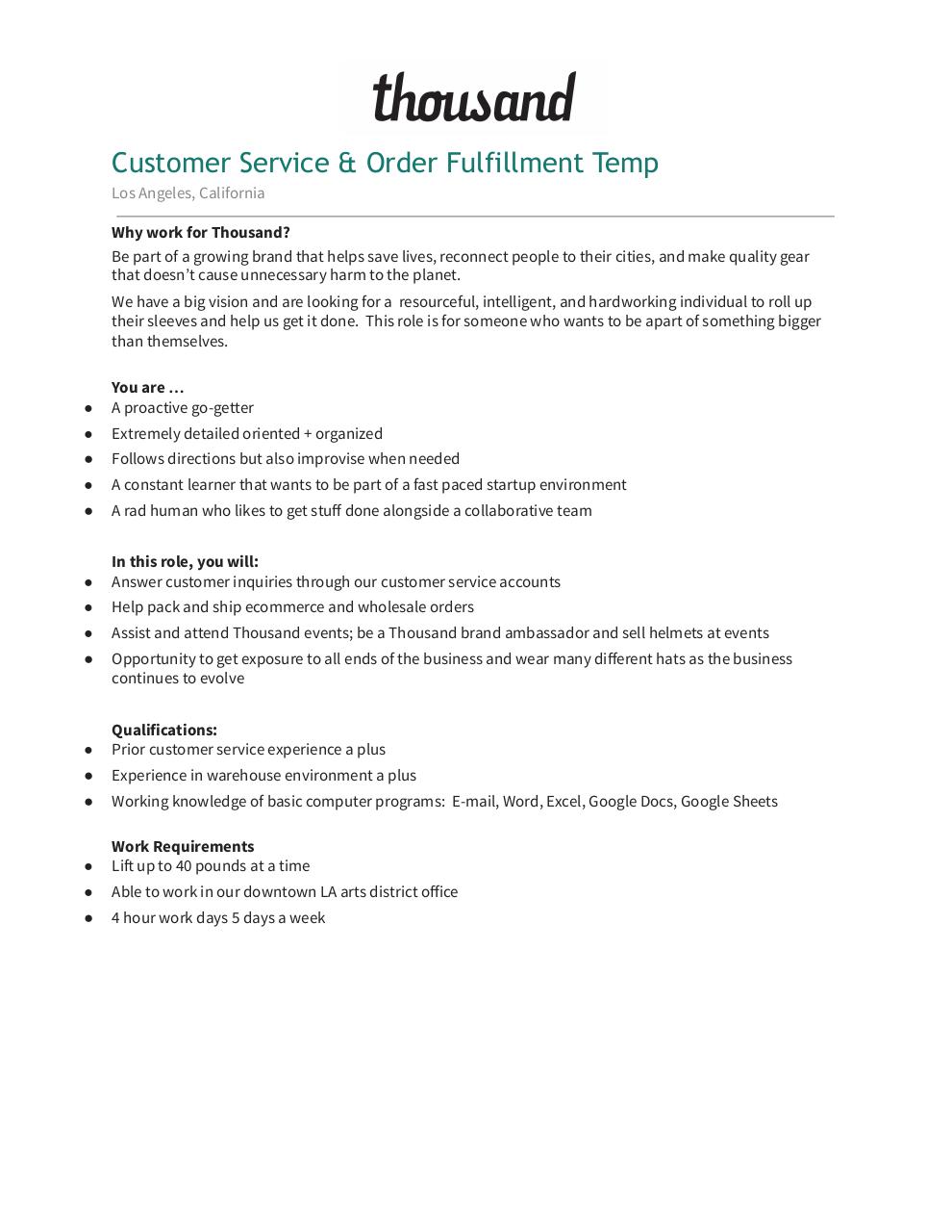 Document preview Temp Labor - Customer Service & Order Fulfillment.pdf - page 1/1