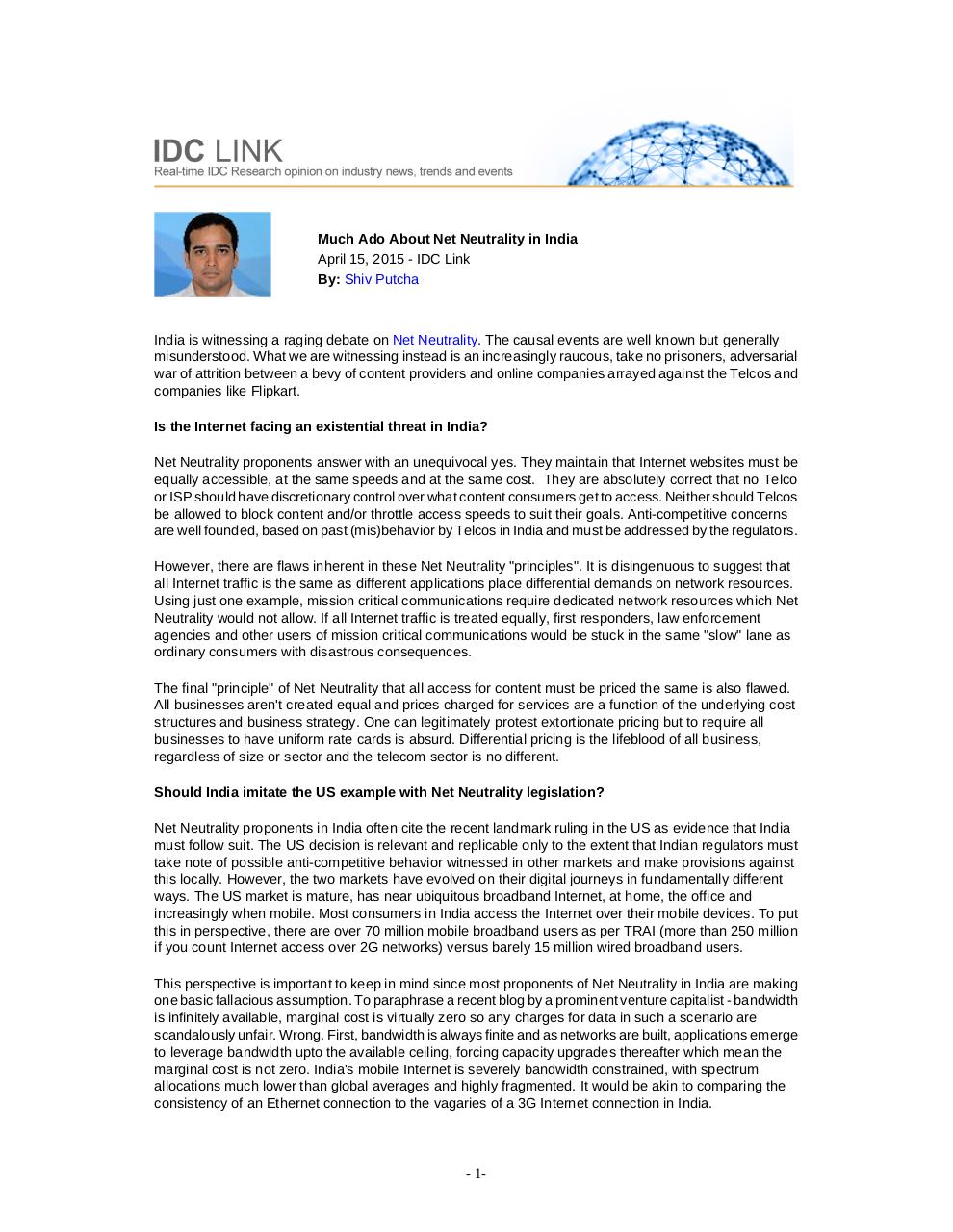 Document preview IDC-April 2015_NN in India.pdf - page 1/3