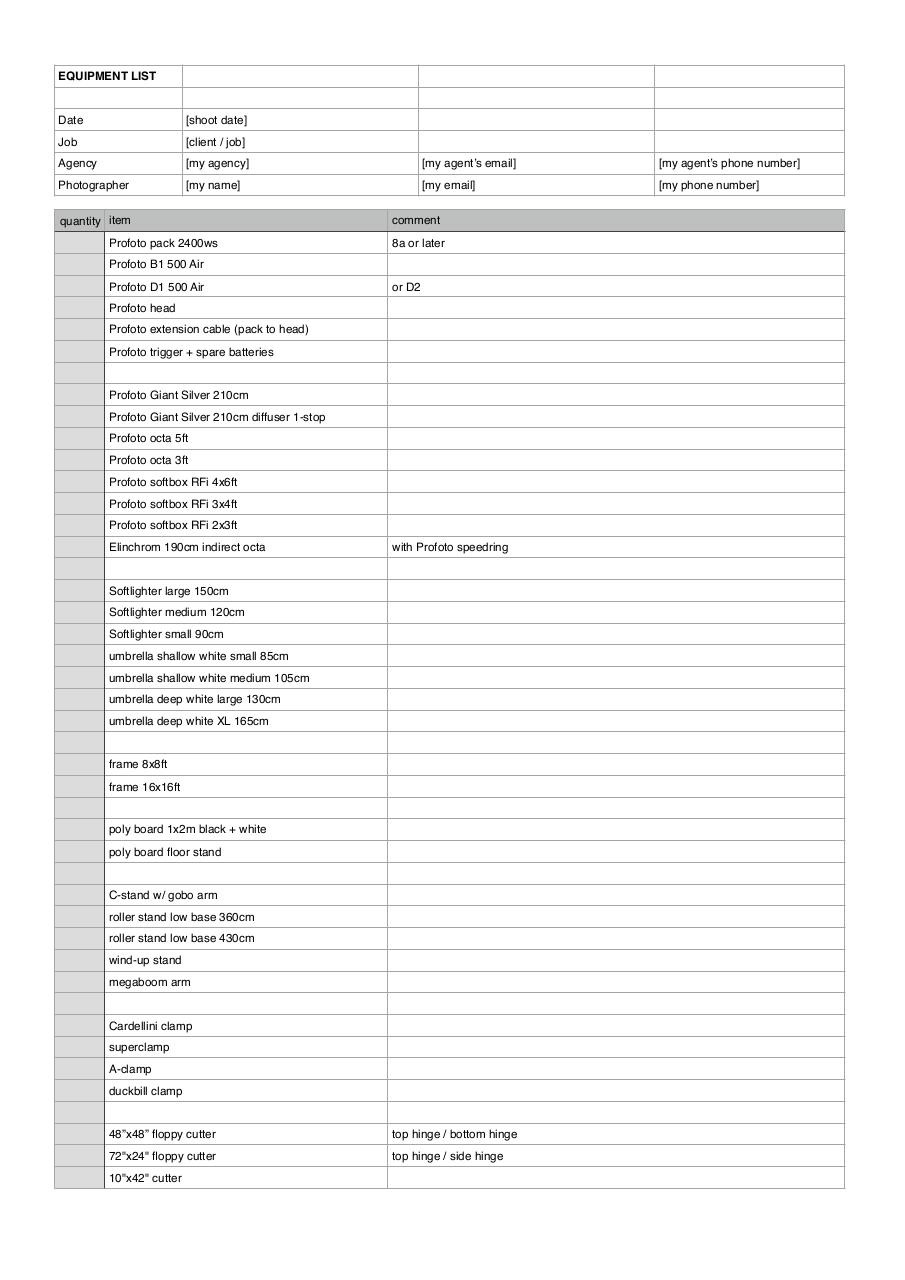 Document preview equipment list template.pdf - page 1/2