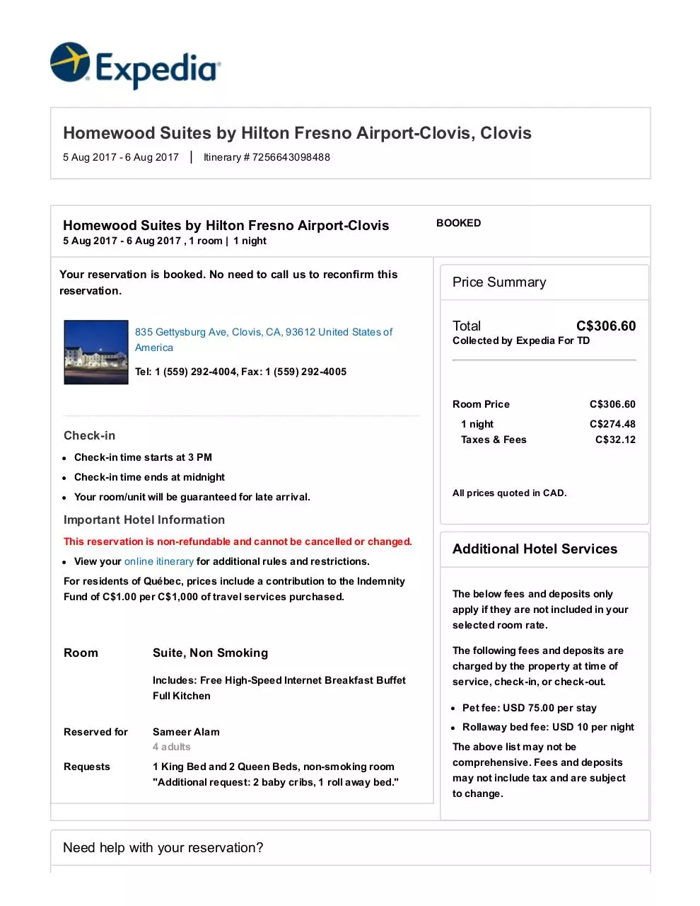 Page 1 of 1, Fresno Clovis Homewood Suite