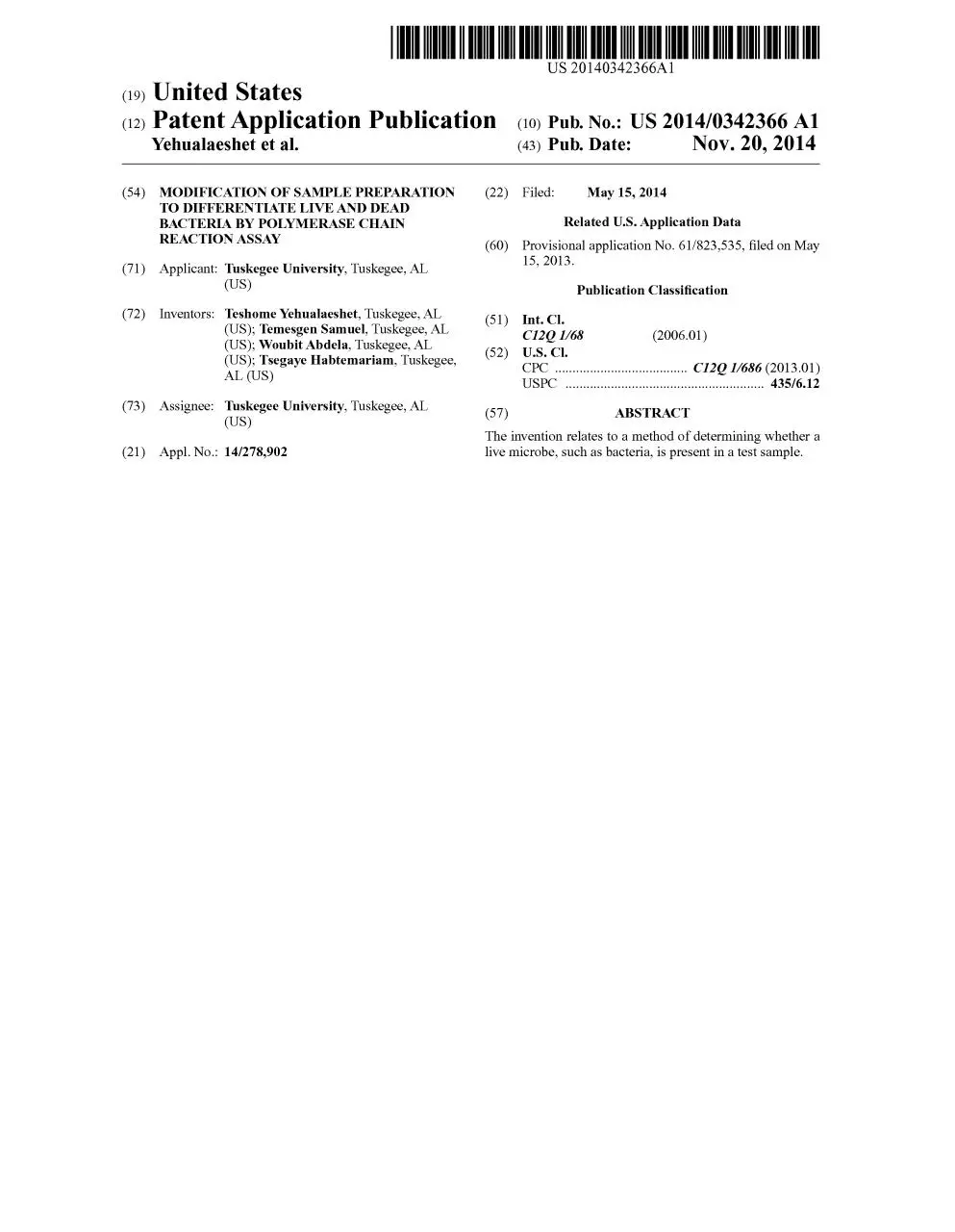 Page 1 of 11, US20140342366A1