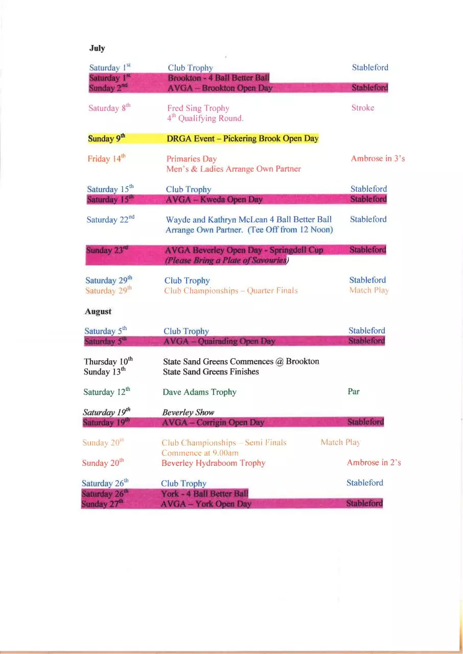 Page 2 of 3, 2017 MENS GOLF FIXTURES