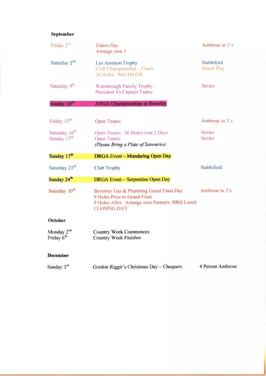 Page 3 of 3, 2017 MENS GOLF FIXTURES