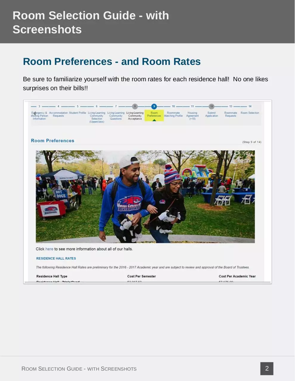 Page 2 of 23, Selecting a Room in Room Selection