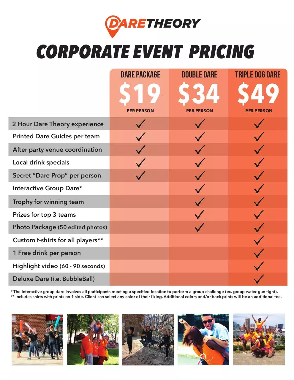 Page 1 of 1, Dare Theory Event Pricing