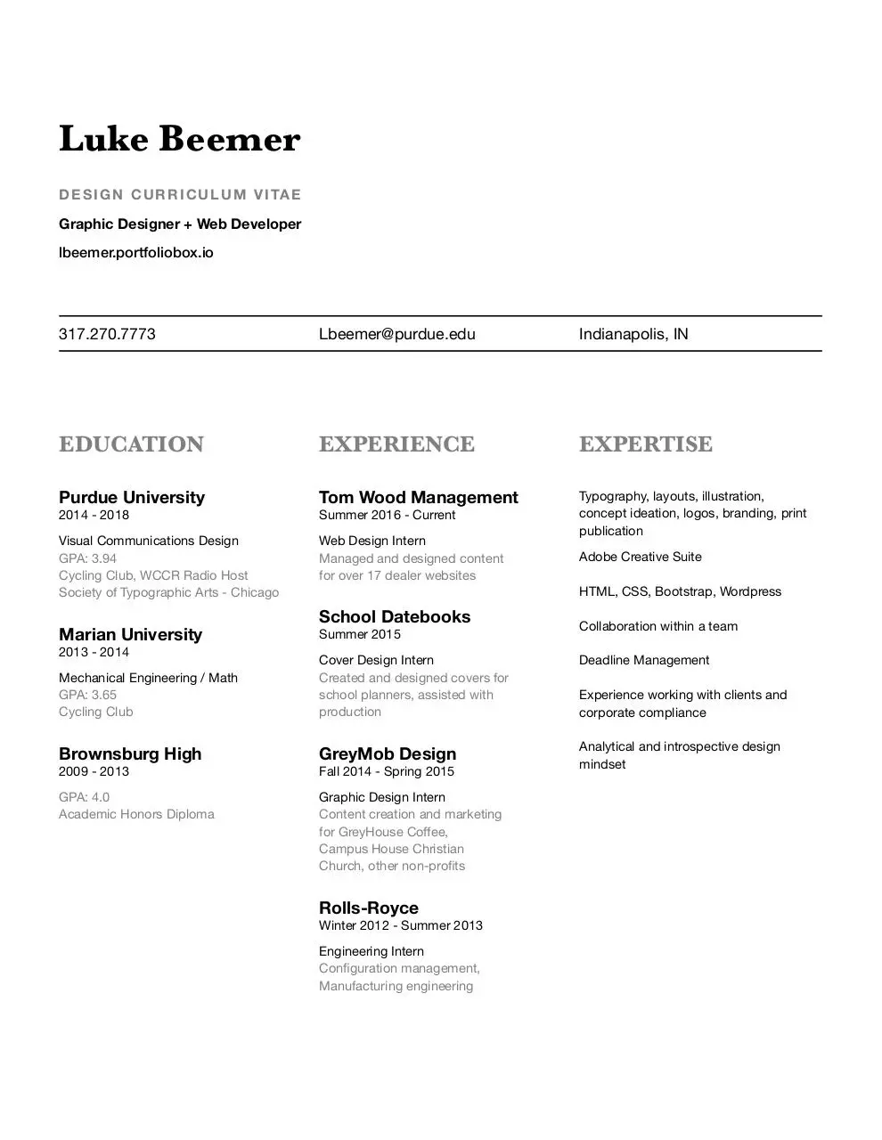 Document preview - Beemer_Resume_Spring2017.pdf - Page 1/1