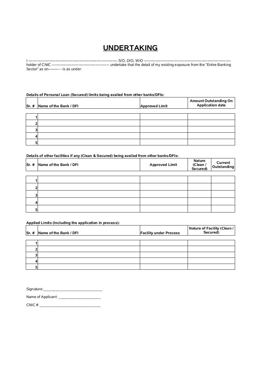 Page 3 of 3, sbp undertaking (credit card loan)