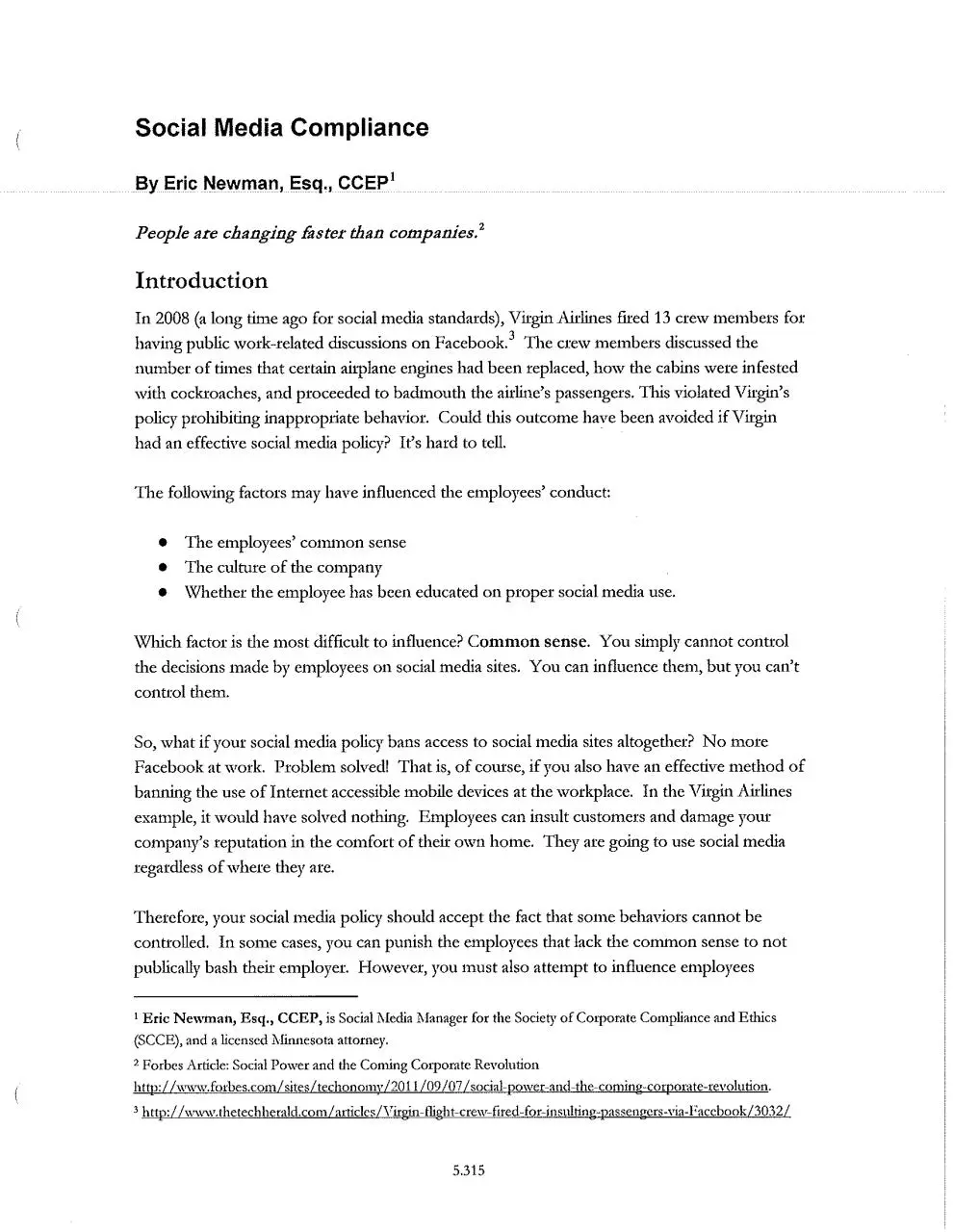 Page 1 of 10, Social Media Compliance