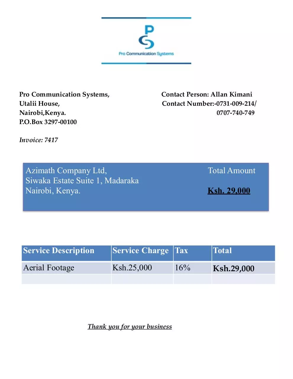 Document preview - Azimath Invoice 7417.pdf - Page 1/1