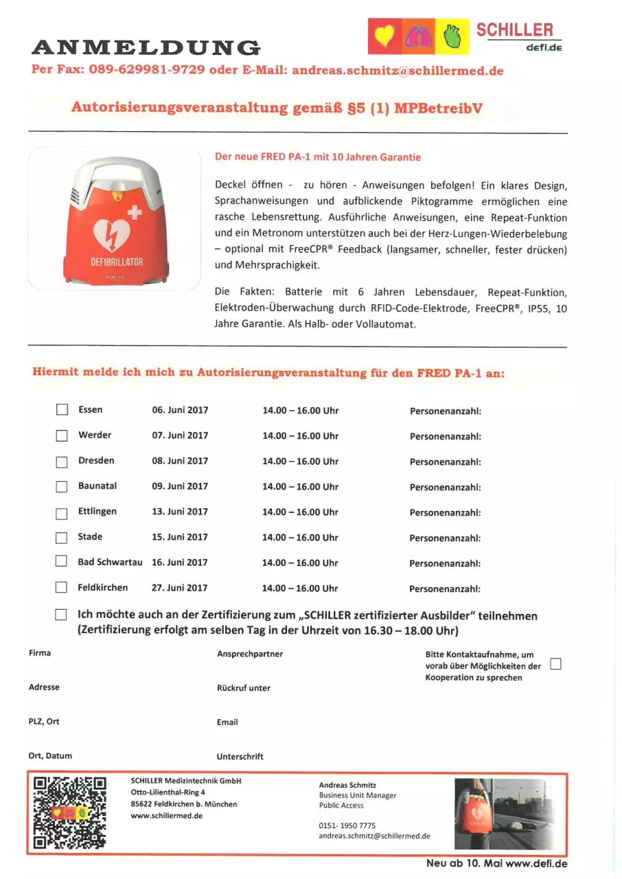 Page 1 of 1, Anmeldung Autorisierungsveranstaltung MPBetreibV