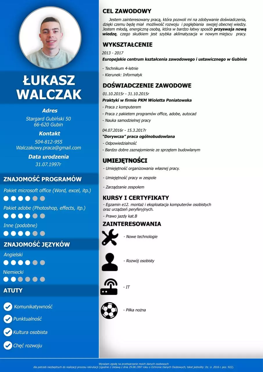 Page 1 of 1, WalczakCV