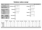 Page 3, İmtahan nəticə vərəqi (6 cı sinif)