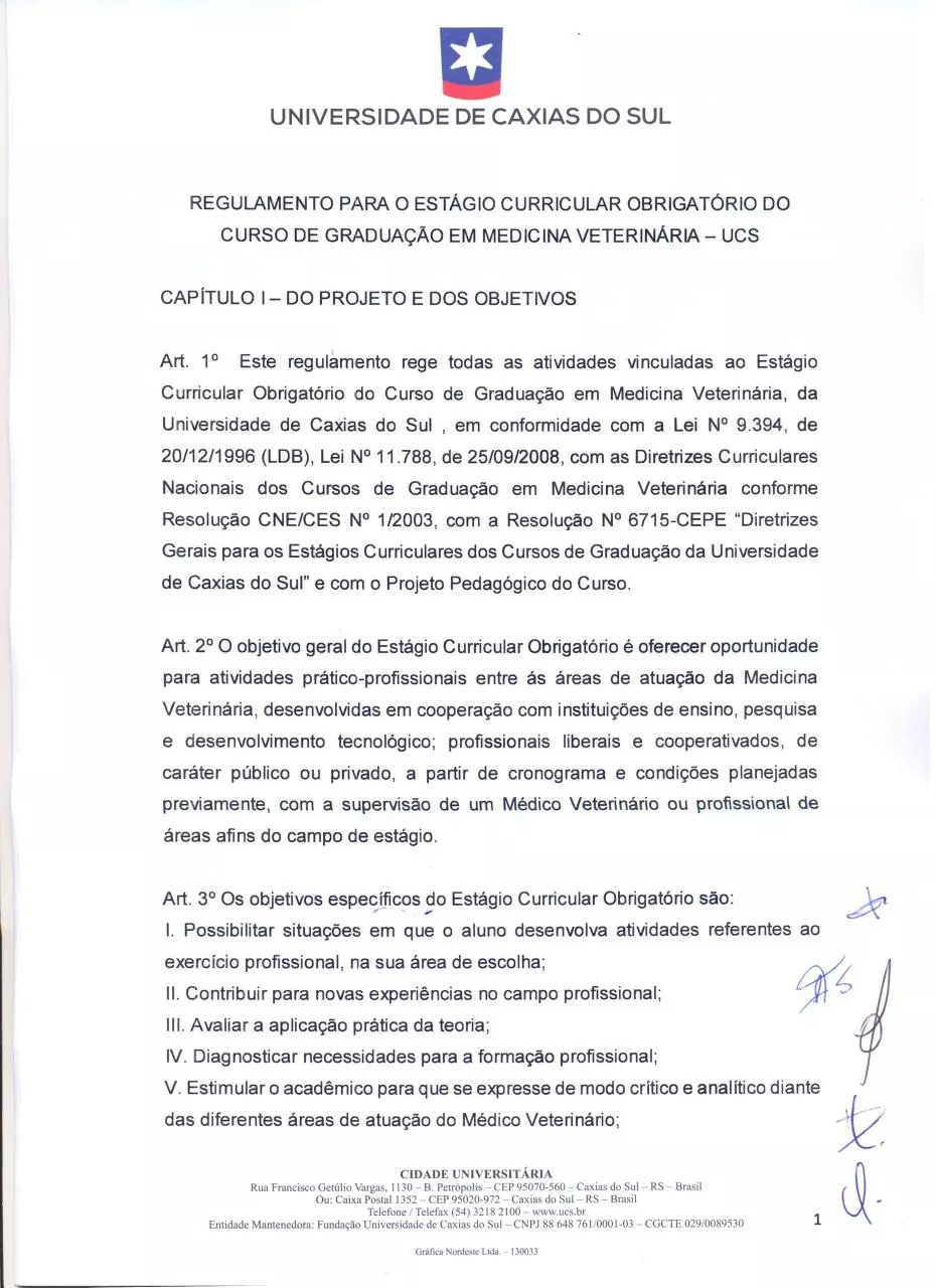 Page 1 of 13, Regulamento de estágio curricular obrigatório
