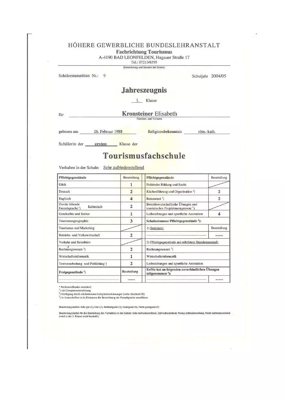 Page 3 of 3, Tourismusschule Zeugnisse