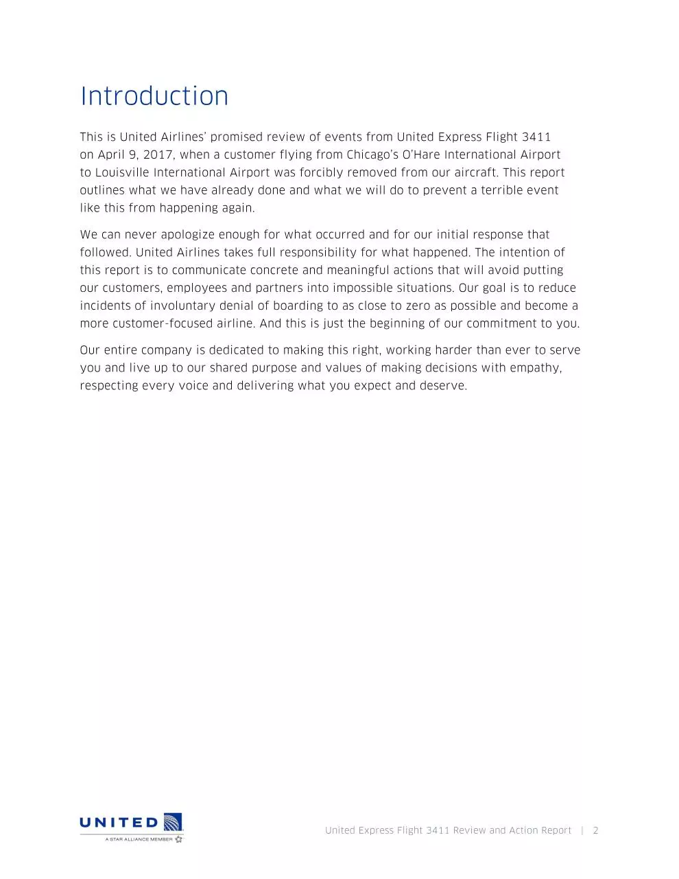 Page 2 of 11, United Flight 3411 Review and Action Report FINAL