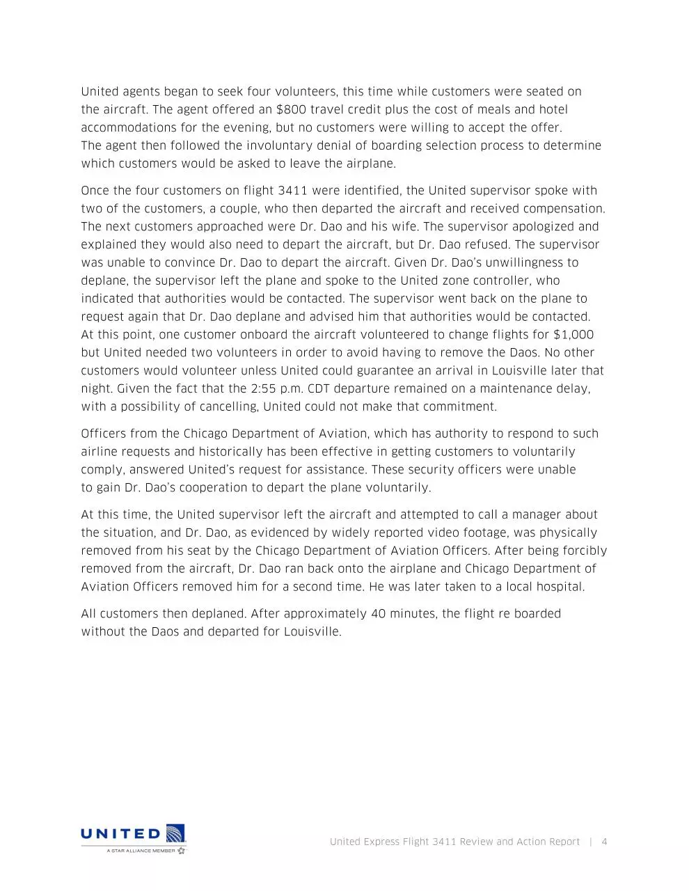 Page 4 of 11, United Flight 3411 Review and Action Report FINAL