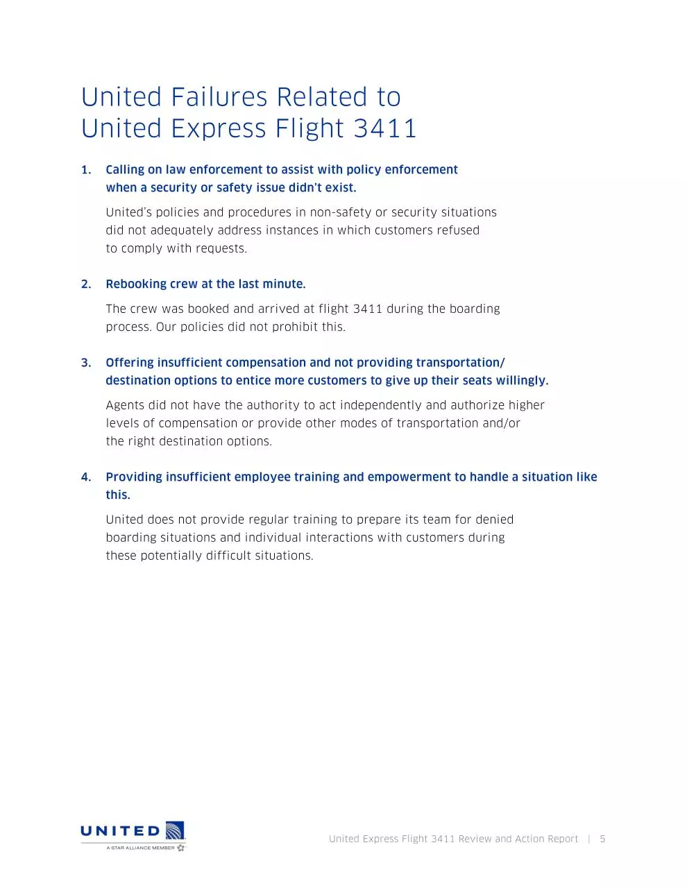 Page 5 of 11, United Flight 3411 Review and Action Report FINAL