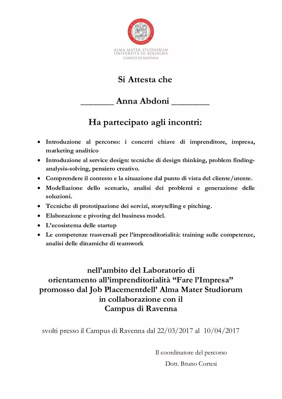 Document preview - Attestato FareImpresa.pdf - Page 1/1