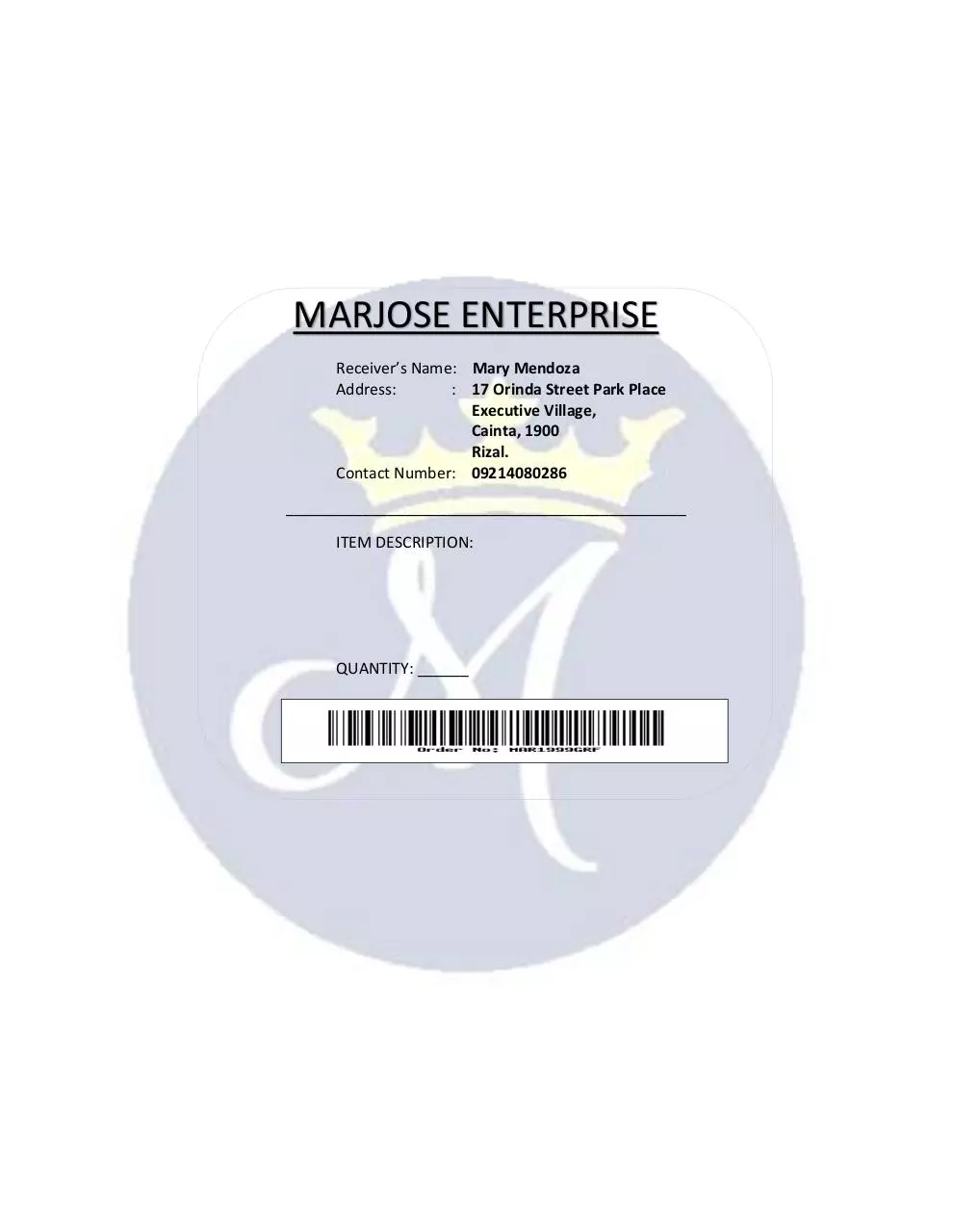 Page 1 of 1, label Copy