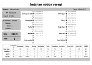 Page 2, İmtahan nəticə vərəqi (8 ci siniflər)