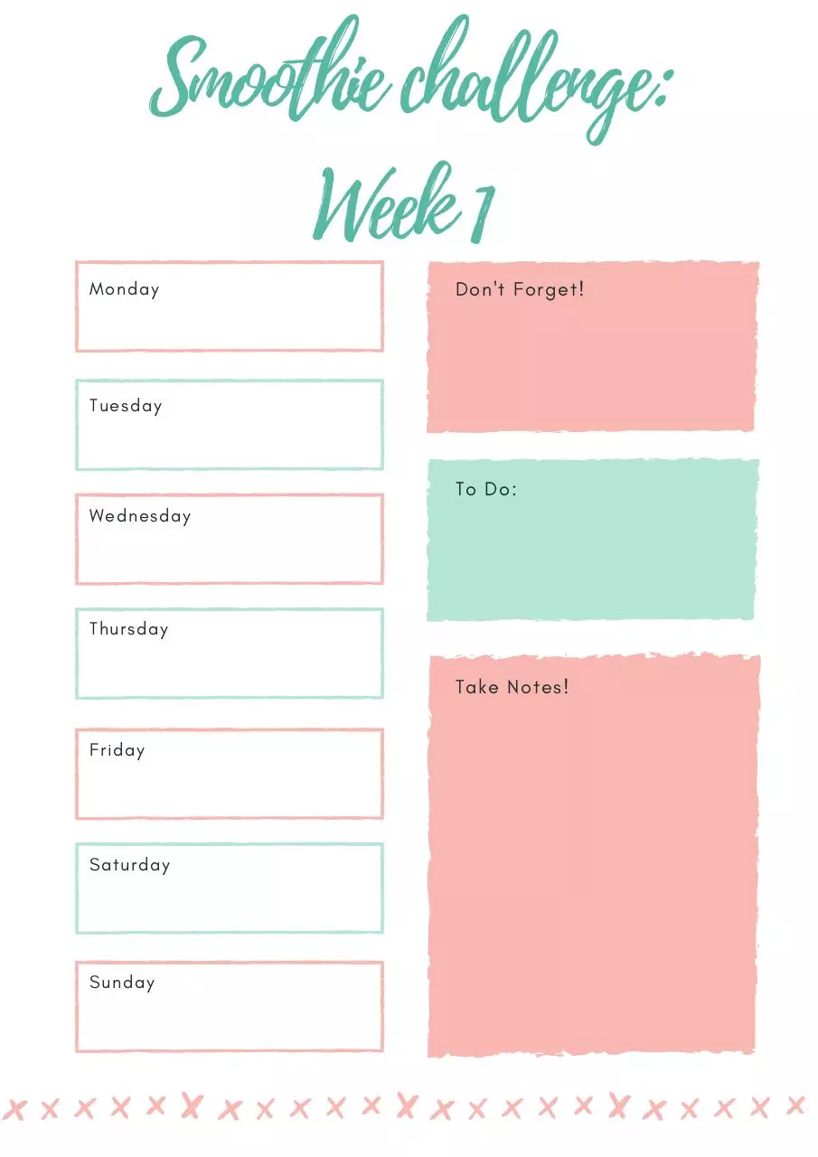 Page 1 of 1, Smoothie challenegWeek 1