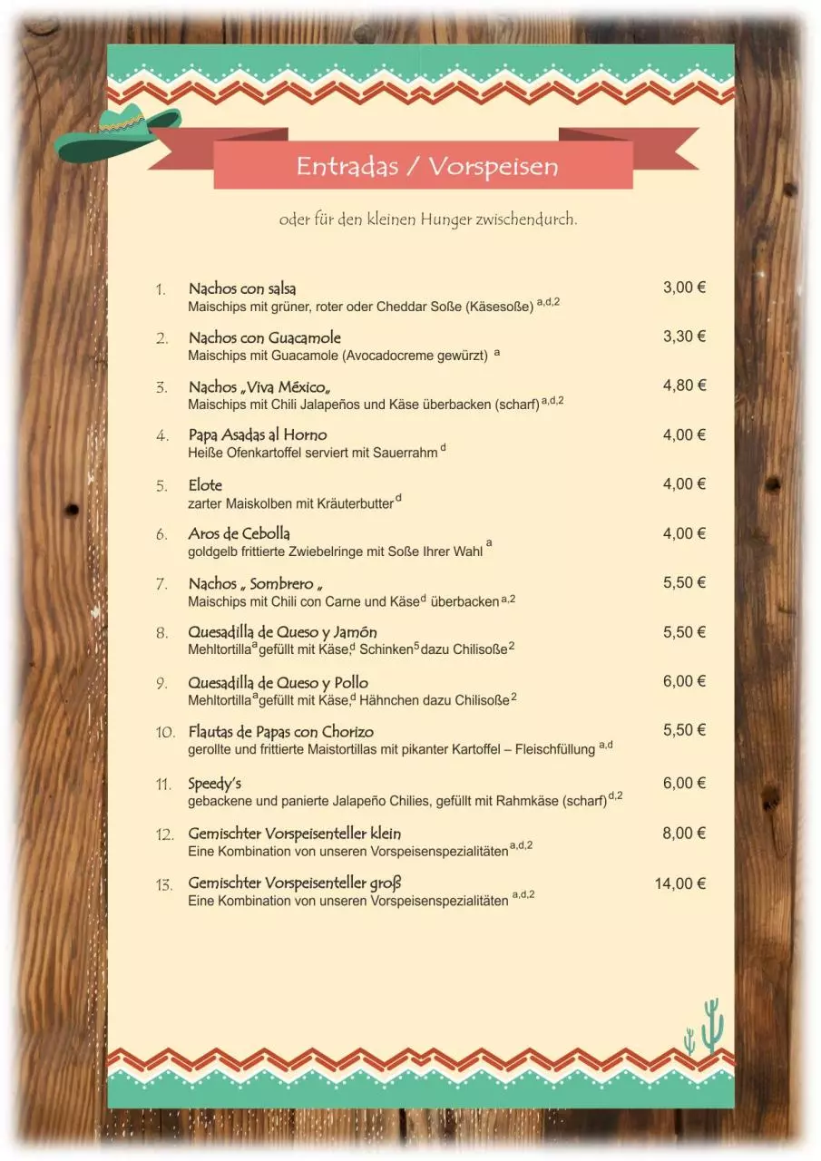 Page 2 of 14, Speisekarte Sombrero