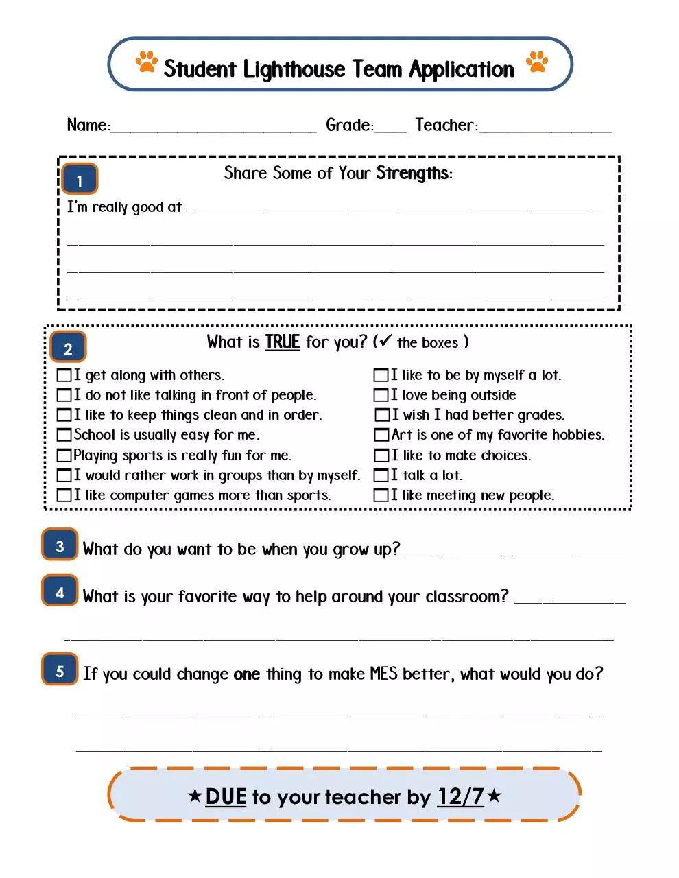 Page 1 of 1, Student LHT APPLICATION