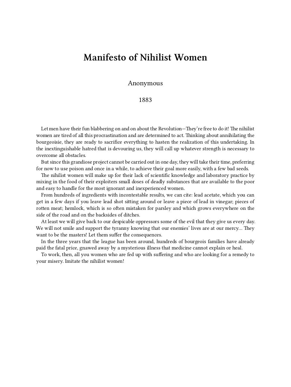 Document preview anonymous-manifesto-of-nihilist-women.pdf - page 1/2