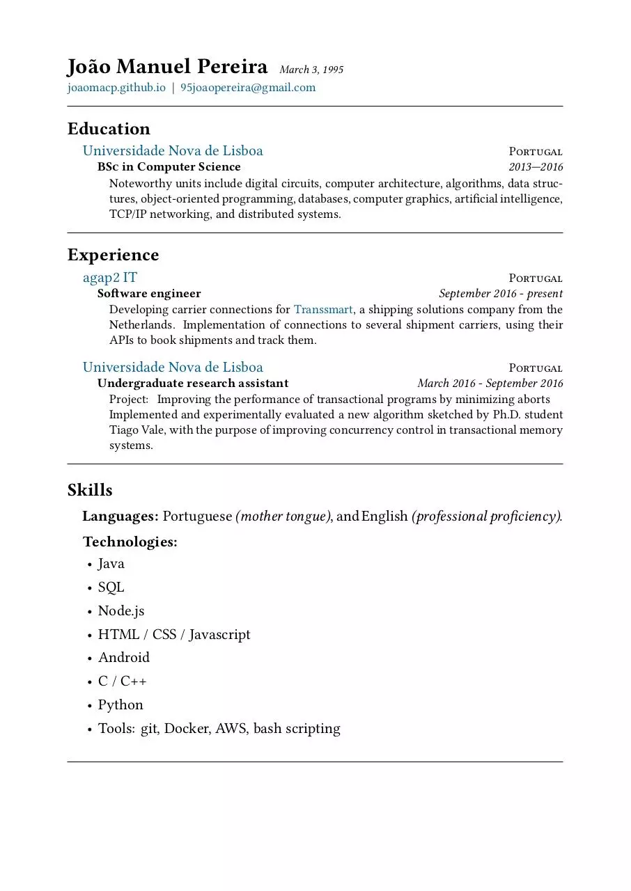 Document preview - CV - João Pereira - EN.pdf - Page 1/1