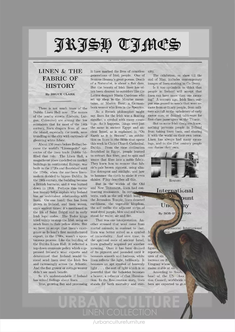 Page 1 of 1, Urban Culture Linen&The Fabric of History