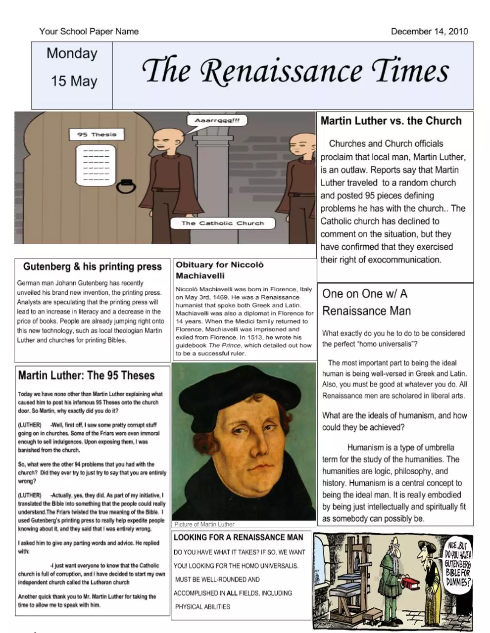 Page 1 of 1, Dante Coira Newspaper Template #3 Google Drive
