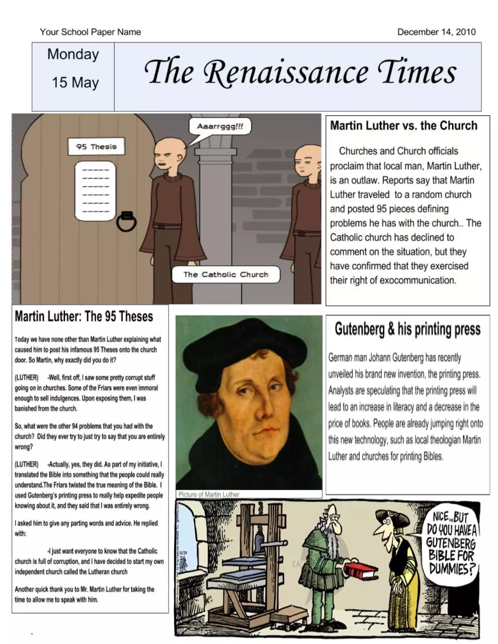 Page 1 of 1, Dante Coira Newspaper Template PAGE1 Google Docs