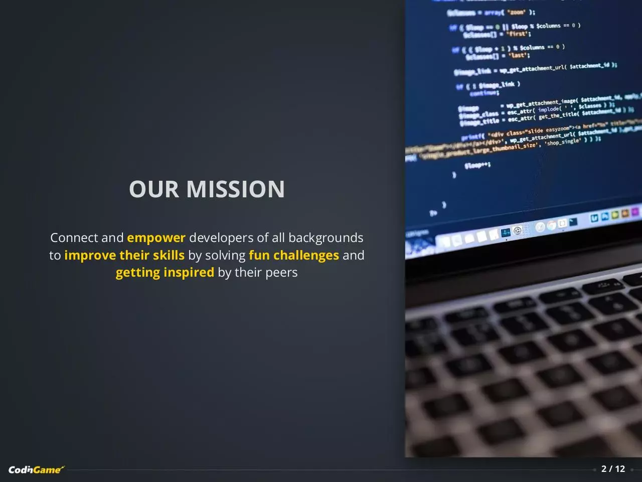 Page 2 of 12, CodinGame General presentation 2017