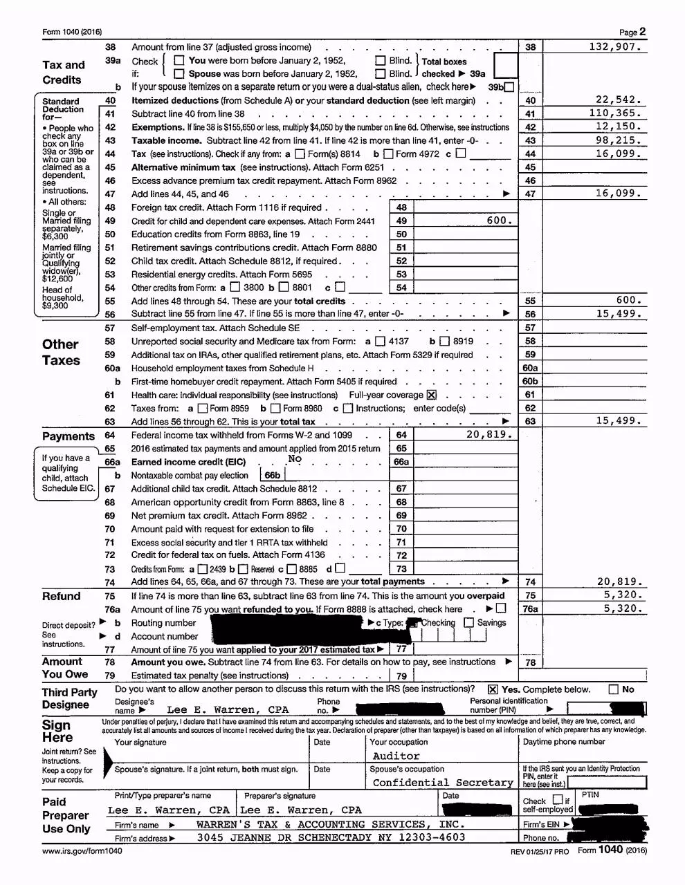 Page 2 of 11, COMISSO TAXRETURNS 2016