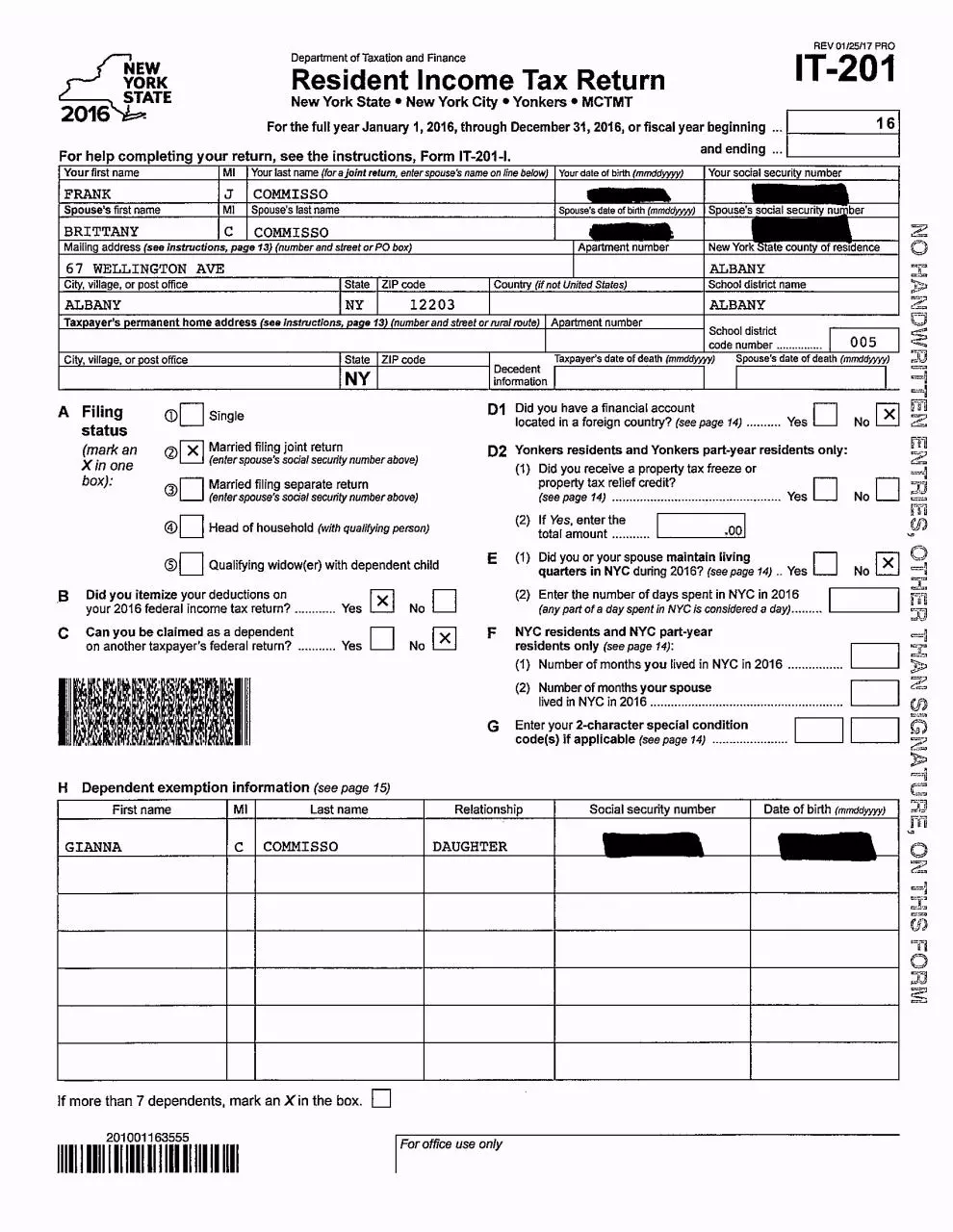 Page 5 of 11, COMISSO TAXRETURNS 2016