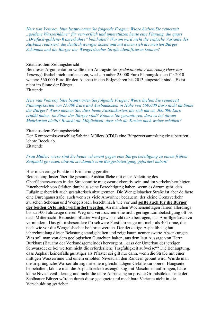 Document preview Heftiger Schlagabtausch um Wengelsbacher StraÃŸe.pdf - page 2/3