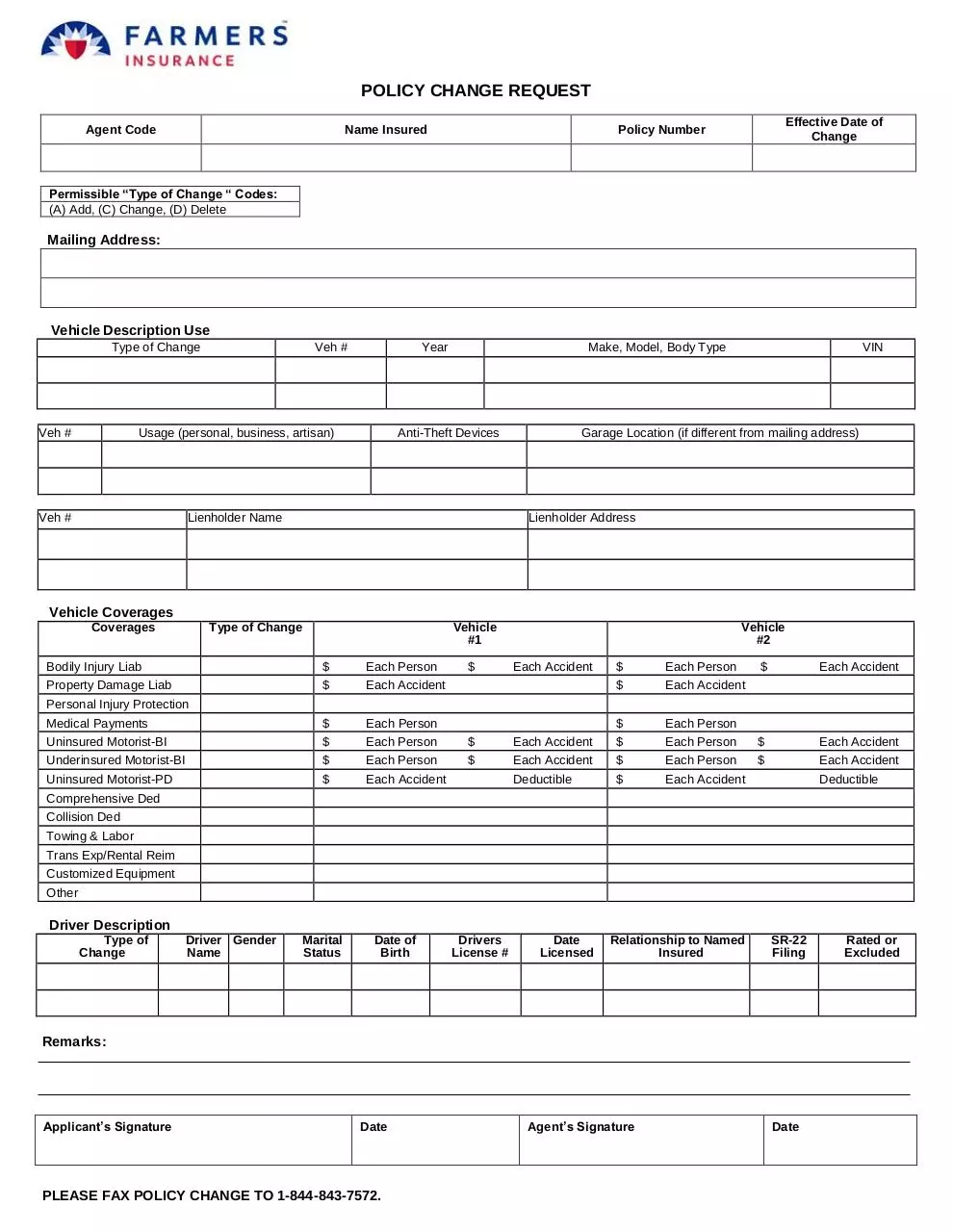 Document preview - policy change form.pdf - Page 1/1
