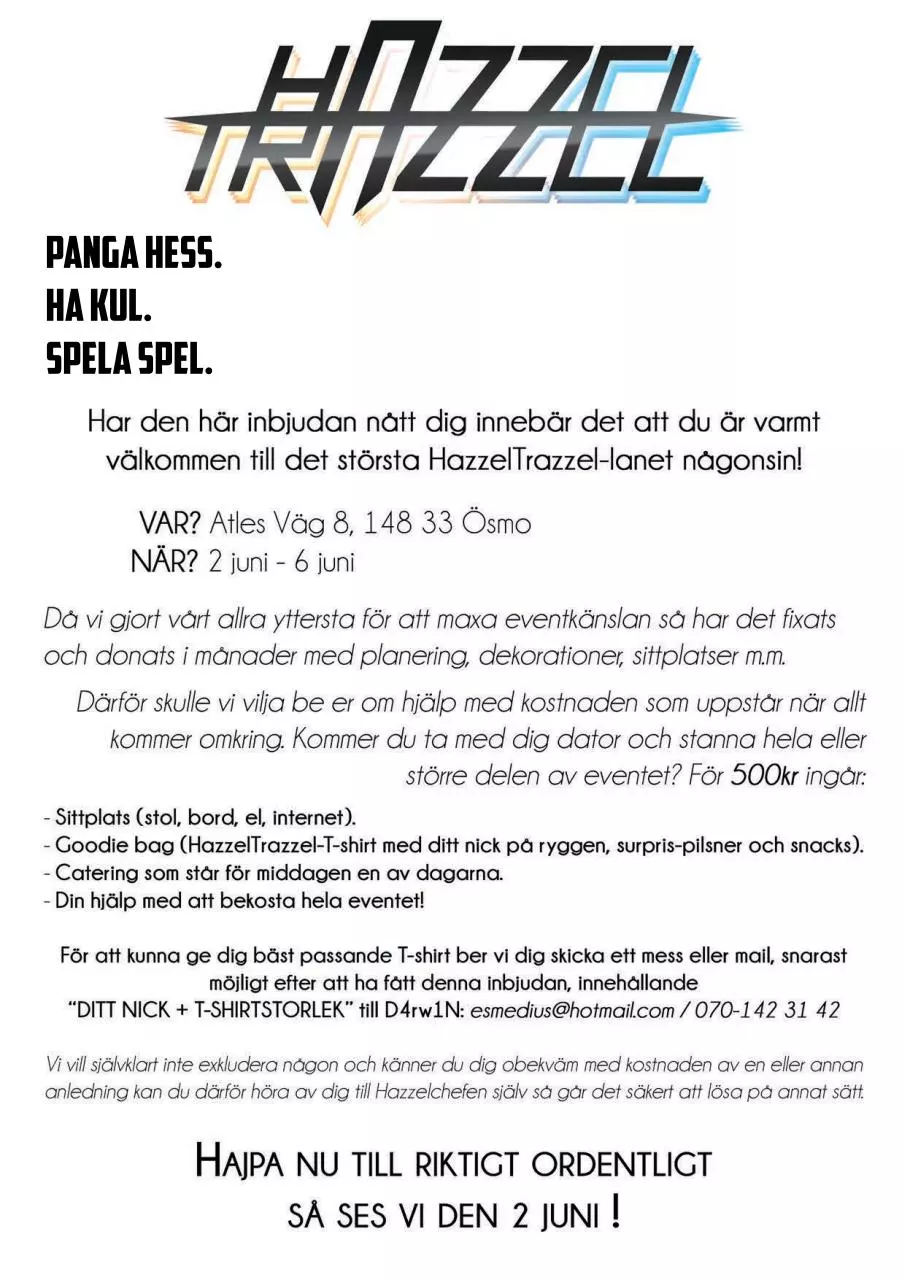 Page 1 of 1, HazzelTrazzel Inbjudan