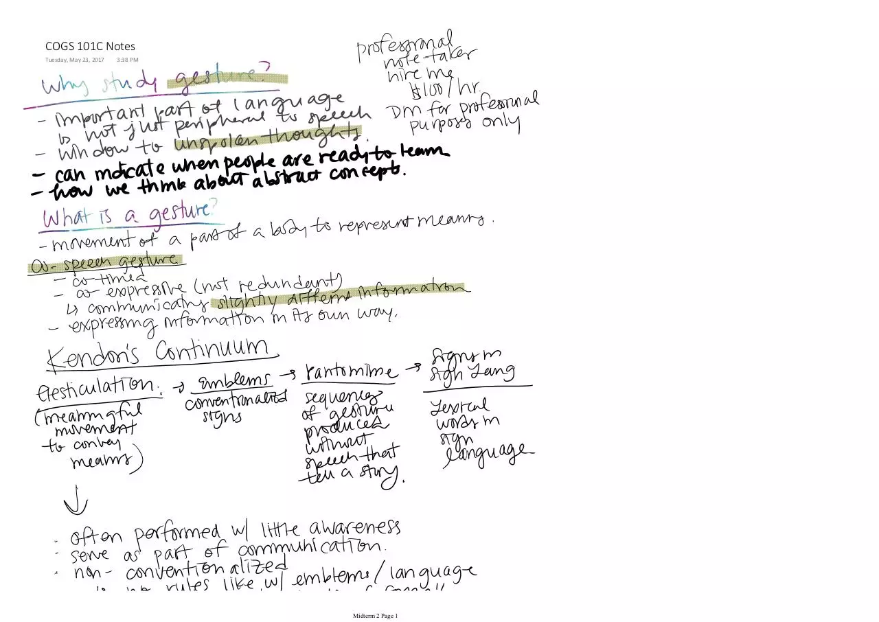 Page 1 of 10, COGS 101C Notes 5.23.15
