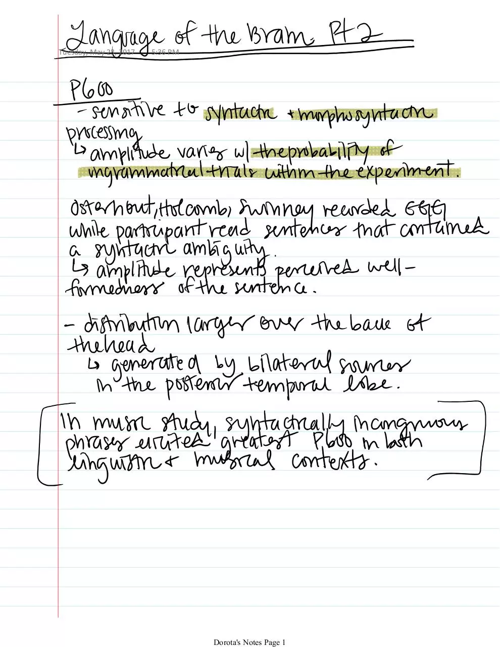 Page 1 of 1, COGS 101C Notes Dorota
